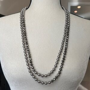 Ann Taylor Elegant Silver Beaded Necklace